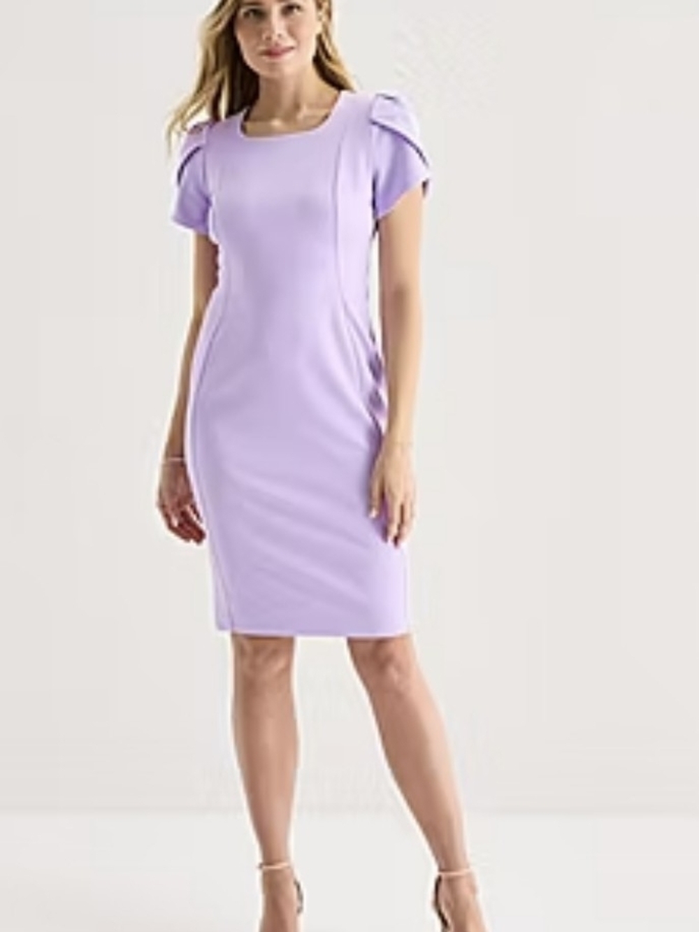 Marc New York Lilac Short-Sleeve Sheath Midi Dress